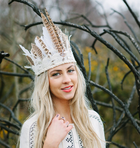 Wild Feather Embroidered Headdress 